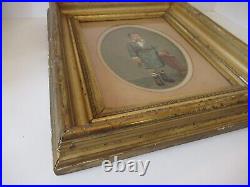 Antique Victorian hand painted photo Child Portrait deep gold spoon carved frame