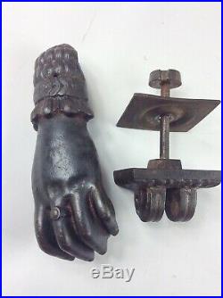 Antique Victorian hand with ring cast iron door knocker Old Architectural