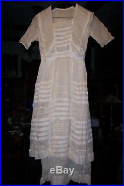 Antique Vintage 1914 Victorian/edwardian Hand Made Wedding Dress, Small Size