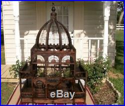 Antique Vintage Bird Cage Victorian Dome Mahogany Wood Hand Crafted Refurbished