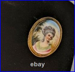 Antique Vintage Brooch Hand Painted Porcelain Brooch Victorian C Clasp B11-20