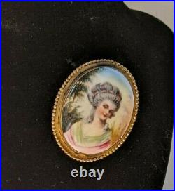 Antique Vintage Brooch Hand Painted Porcelain Brooch Victorian C Clasp B11-20