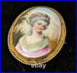 Antique Vintage Brooch Hand Painted Porcelain Brooch Victorian C Clasp B11-20