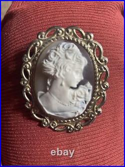 Antique Vintage Hand Carved Cameo Brooch Pin Pendant Victorian