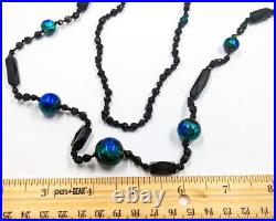 Antique Vintage Hand Made Foil Glass Art Nouveau Victorian Peacock Eye Necklace
