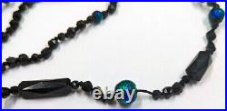 Antique Vintage Hand Made Foil Glass Art Nouveau Victorian Peacock Eye Necklace