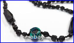 Antique Vintage Hand Made Foil Glass Art Nouveau Victorian Peacock Eye Necklace