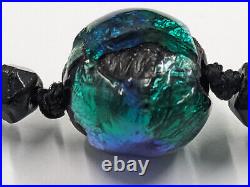 Antique Vintage Hand Made Foil Glass Art Nouveau Victorian Peacock Eye Necklace