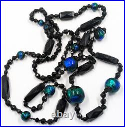 Antique Vintage Hand Made Foil Glass Art Nouveau Victorian Peacock Eye Necklace
