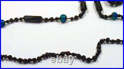 Antique Vintage Hand Made Foil Glass Art Nouveau Victorian Peacock Eye Necklace
