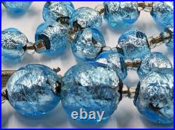 Antique Vintage Hand Made Turquoise Blue Foil Glass Nouveau Victorian Necklace