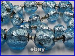 Antique Vintage Hand Made Turquoise Blue Foil Glass Nouveau Victorian Necklace