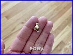 Antique Vintage Victorian 14k Gold Hand With Diamond Pendant Buttercup Setting