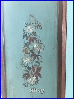 Antique Vintage Victorian Screen Hand Painted Excellent Condition Wood Canvas