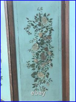 Antique Vintage Victorian Screen Hand Painted Excellent Condition Wood Canvas