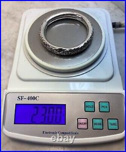 Antique Vintage Victorian Sterling Silver Hand Chased Donut Bangle Bracelet