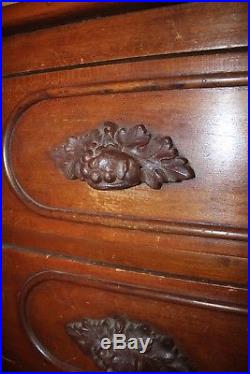 Antique Walnut American Victorian Eastlake Dresser, Hand-Carved Fruit Handles