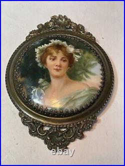 Antique Wasserrose Conrad Kiesel Signed Hand Painted Cameo Buckle Victorian