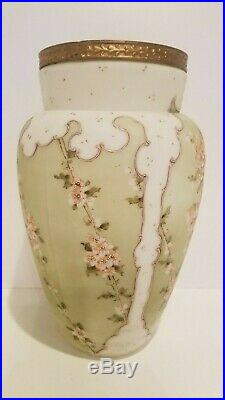 Antique Wave Crest Hand Painted Chrysanthemums Vase C. F. Monroe Gilded Rim