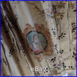 Antique Wien Fan Hand Painted Silk Pearl Baroque Box Lady Kiss Love Franz Joseph