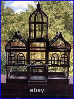 Antique Wooden Bird Cage Victorian Dome Mahogany Hand Crafted 27L x 35H