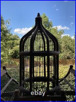Antique Wooden Bird Cage Victorian Dome Mahogany Hand Crafted 27L x 35H