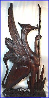 Antique Wooden Griffin hand-carved Victorian architectural salvage sculpture