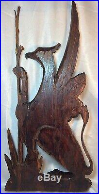 Antique Wooden Griffin hand-carved Victorian architectural salvage sculpture
