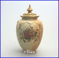 Antique Worcester hand painted Blush Ivory Pot Pourri Vase C. 1917