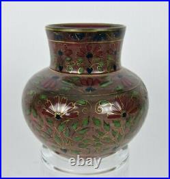 Antique Zsolnay Pecs Cabinet Vase with Hand Painted Cloisonne-Style Decor, 1878