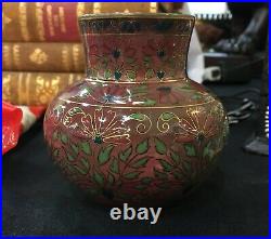 Antique Zsolnay Pecs Cabinet Vase with Hand Painted Cloisonne-Style Decor, 1878
