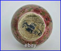 Antique Zsolnay Pecs Cabinet Vase with Hand Painted Cloisonne-Style Decor, 1878