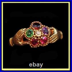 Antique early Victorian ring acrostic REGARD fede hands ring English c1840 7530