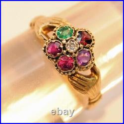 Antique early Victorian ring acrostic REGARD fede hands ring English c1840 7530