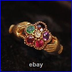 Antique early Victorian ring acrostic REGARD fede hands ring English c1840 7530