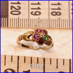 Antique early Victorian ring acrostic REGARD fede hands ring English c1840 7530
