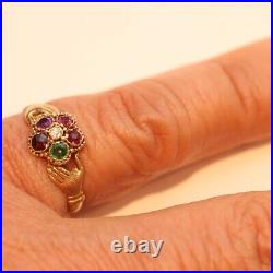 Antique early Victorian ring acrostic REGARD fede hands ring English c1840 7530