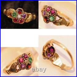 Antique early Victorian ring acrostic REGARD fede hands ring English c1840 7530