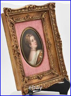 Antique framed hand painted KPM porcelain plaque of Lucretia Borgia
