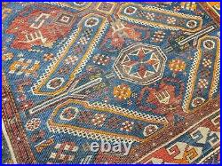 Antique hand knotted circa 1880s Caucasian 100% wool rug size 3'5'5 collectable