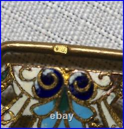 Antique ornate Victorian 1800's hand made enameled gold gilt 2 piece belt buckle