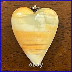 Antique/vintage Victorian Hand Carved Banded/striped Agate Heart Pendant