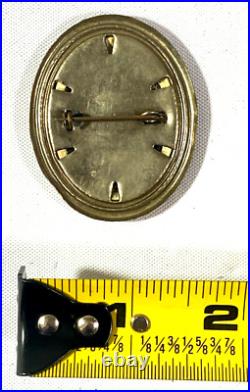 Art Deco Glamorous Flapper Girl Hand Painted Portrait Brooch Pin