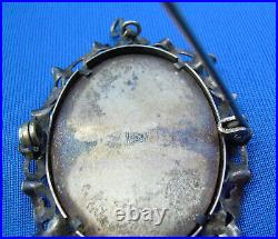 Art Deco Hand Painted Portrait Pendant Pin Exciting Vintage Antique Silver Charm