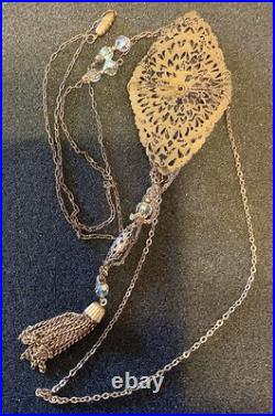 Art Nouveau Victorian-Look Hand Painted & Signed Necklace
