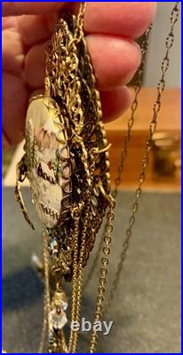 Art Nouveau Victorian-Look Hand Painted & Signed Necklace