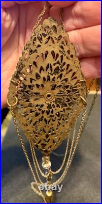 Art Nouveau Victorian-Look Hand Painted & Signed Necklace