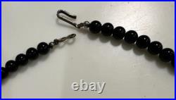 Atq Hand-Carved Whitby Jet Bead Necklace Round Bicone Polished Beads Victorian