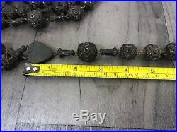 Authentic Antique Victorian Habit Rosary Hand Carved Bog Oak Huge Large Rare