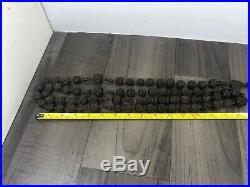 Authentic Antique Victorian Habit Rosary Hand Carved Bog Oak Huge Large Rare